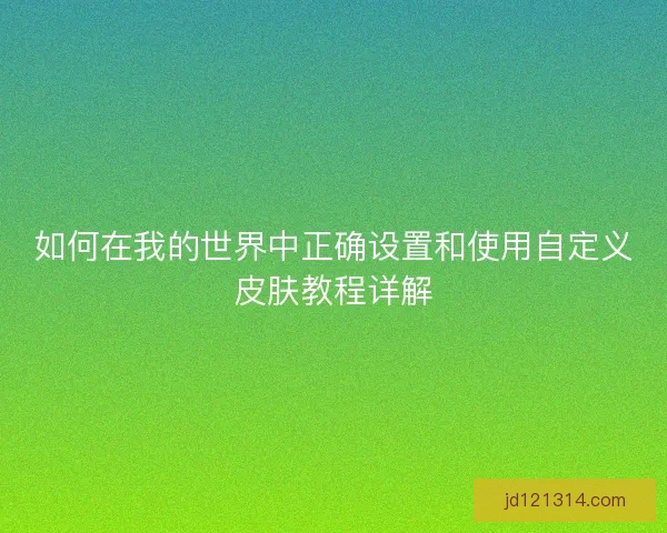 如何在我的世界中正确设置和使用自定义皮肤教程详解
